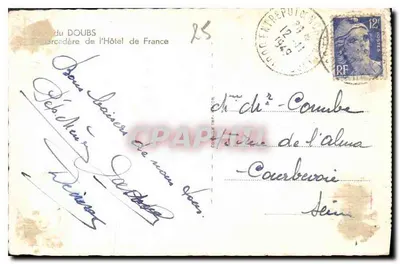 Bilhete postal antigo Doubs Embarcadère de l'Hotel de France — Verso