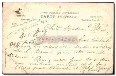 Jovem mulher em pele — Boa Ano 1911 — A.N. Paris, n°1115 — Verso