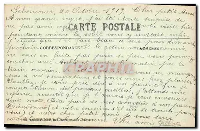Mulher jovem — 'Pensamentos carinhosos' — Editor Bouchenieux, Paris, série 52 — Verso