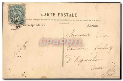 Menina com coroa de flores — Feliz Aniversário! — Carta postal francesa — Verso
