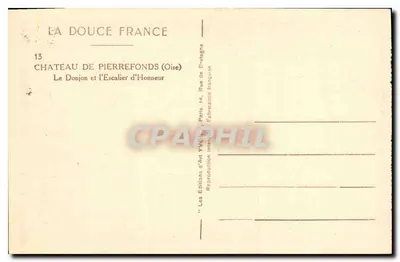 Castelo de Pierrefonds (Oise) — O Donzel e a Escada de Honra — Edições de Arte Yvon, Paris — Verso