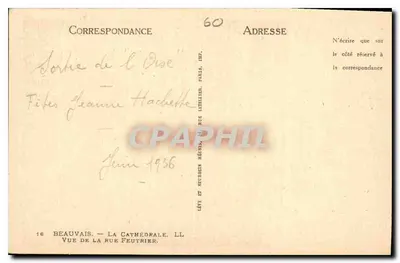 Beauvais — Katedra widziana z ulicy Feutrier — LL, n° 16 — Rewers