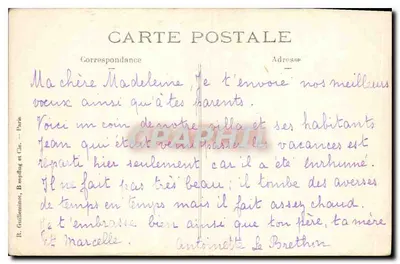Vila na campina — família no portão — R. Guillainnot, B. Mopfing & Cie, Paris — Verso