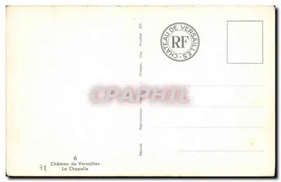 Capilla del Castillo de Versalles — interior decorado — Imp. Craegar, n° 301 — Reverso