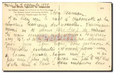 Castillo de Versalles — fachada sobre el parque y los parterres de agua — editor MONA, n°78 — Reverso
