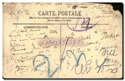 Versailles — Le Château, la Cour et la Caserne du Génie — Éditeur : L. L. (imprimé en bas à gauche) — Achterkant