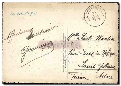 Ostende — W nocy, Aleja Léopolda — Gibert, n°69 — Rewers