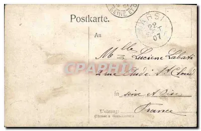 Most wiszący nad rzeką — widok z Vars — wydawca nieznany — Rewers