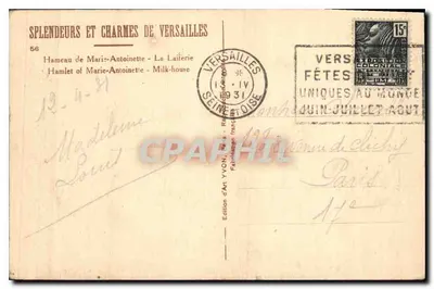 Hameau Marie-Antoinette — La Laiterie — Wydawnictwo Art YVON — n°56 — Rewers