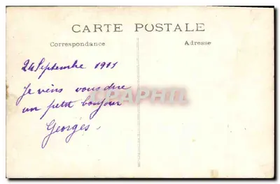 Jovem cavaleiro com chapéu de cowboy — rua estreita — carta postal — Verso