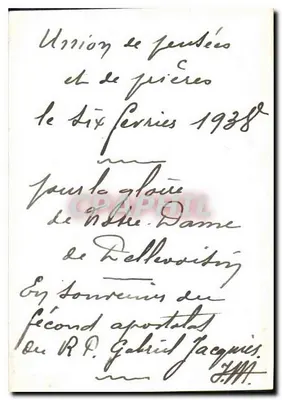 Père Gabriel Jacques — União de Juventude e Orações, Six-Ferrières 1938 — R.P. Gabriel Jacques — Verso