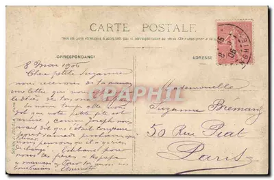 Jardin d'arbres dénudés — Souvenirs de promenade — datée 8 Mars 1906 — Verso