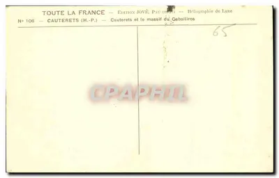 Cauterets — maszt Caballíros — wydawnictwo Jové, Pau (H.P.) — Rewers