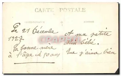 Retrato de uma mulher — aos 50 anos — cartão postal datado de 1927 — Verso