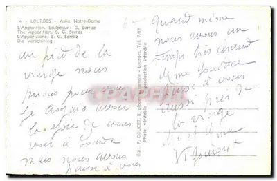 Lourdes - Pojawienie się Najświętszej Panny Maryi — Rzeźbiarz G. Serraz — Edlux — Rewers