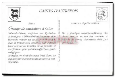 SALIES de-BÉARN — Grupo de Sandaliers — Edição Nouvelles Galeries — Verso
