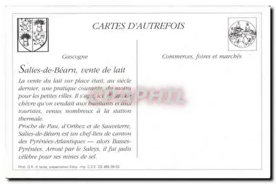 SALIES-DE-BÉARN (B.-P.) — Venda de leite nas ruas da Cidade — Livraria F. Glèdes, editor (Aluguel de Livros) — Verso