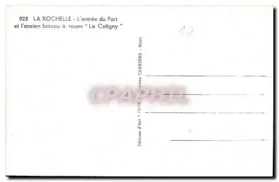 La Rochelle — Wejście do portu i stary statek parowy "Le Colligny" — Éditions d'Art Flor — Rewers