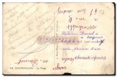 Cap Fréhel — Praia animada com cabines de praia coloridas — C.A.P. Strasbourg — Verso