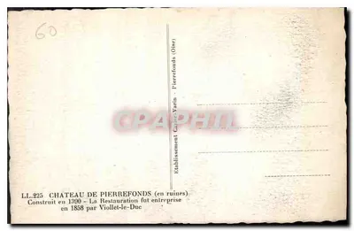 Zamek Pierrefonds — ruiny — Wydawnictwo Casier Varin, nr LL.225 — Rewers