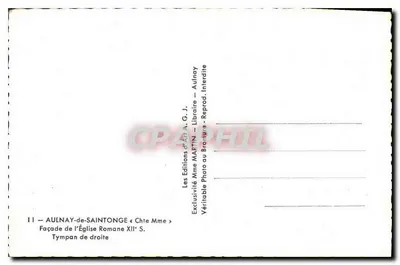 Aulnay-de-Saintonge — Tympanos da igreja romana do século XII — Éditions Mme MARTIN — Verso