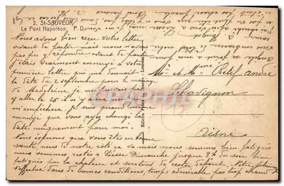 Puente Napoleón — Saint-Sauveur — Edición P. D. Lomontes — Reverso