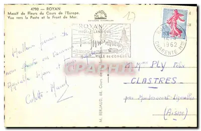 Royan — Massif de Fleurs du Cours de l'Europe — wydawca M. Beraud — Rewers