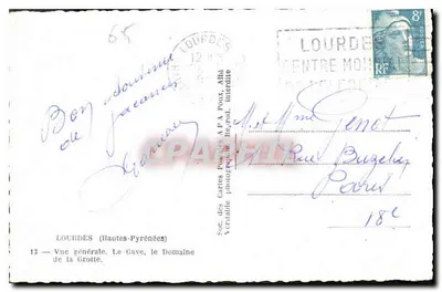 Lourdes — Ogólny widok. Gave, Dziedzictwo Groty — Soc. des Cartes Postales A.P.A. (n°13) — Rewers