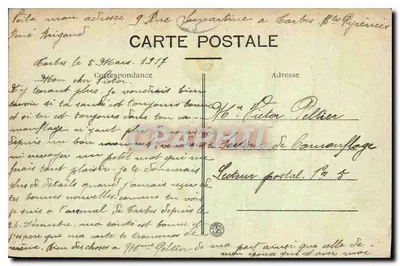 Tarbes — Vista sobre os Pirineus — Edição Lefebvre — Verso