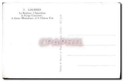 Lourdes — Bazylika, Aparycja, Najświętsza Pani Maryja Królowa, Grotta Cudowna, Zamek — Wydawca Edlyr — Rewers