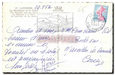 Lourdes — Bazylika i rzeka Gave — Wydawca IRIS, nr 57 — Rewers