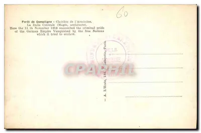 Las Compiègne — Las Armistycu — Pomnik upamiętniający — L'H. Paris — Rewers