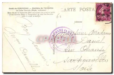 Las Compiègne — Las Armistycyjny — Pomnik upamiętniający — L'H. Paryż — Rewers