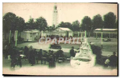 Narodowa Wystawa 1936 w Vincennes — ogólny widok z wejściem i fontanną — wydawca nieznany — Rewers