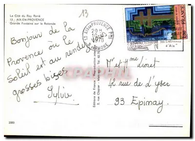 A Cidade do Rei René — Grande Fontaine sobre a Rotonda — Éditions de France — Verso