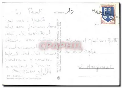Panorama sul porto e la Basilica di Notre-Dame de la Garde — Marsiglia — Edizione Tardy — Verso