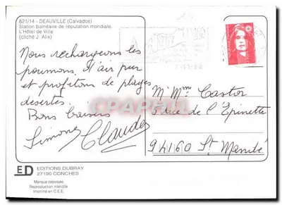 Deauville — Estação balnear de reputação mundial — Edições Dubray, n° 821/14 — Verso