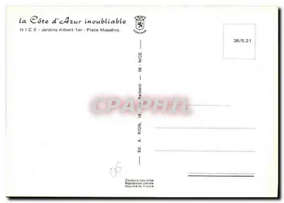 Nice - Ogród Albert I — Plac Masséna — Wydawnictwo A. Rion — Rewers