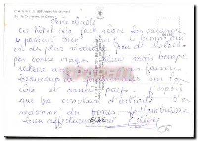 Cannes — Het Hotel Carlton — Uitgever E.L.B.E. n° 06428 — Achterkant