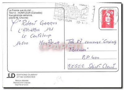 Vue aérienne de Honfleur — Normandie — Éditions Dubray n°744/14 — Rewers