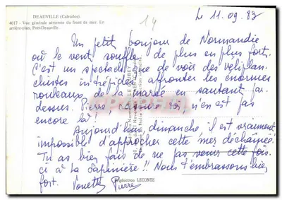 Deauville (Calvados) — Widok z powietrza frontu plażowego — Wydawnictwo LECONTE n°4017 — Rewers