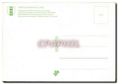 Amsterdam/Hollande — Hippie-boat 'Robinson Crusoe' na Amstelu — wydawca GSBH, seria A-97 — Rewers