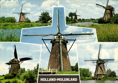 Hollande-Molenland — paisagem de moinhos de vento — editor não identificado