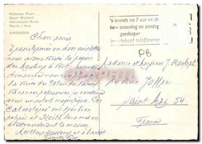 Hollande-Molenland — paisagem de moinhos de vento — editor não identificado — Verso