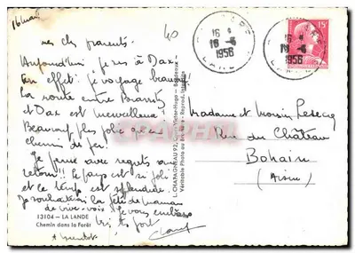 Caminho na Floresta — 13104 La Lande — L. Chaptagnéau — Verso