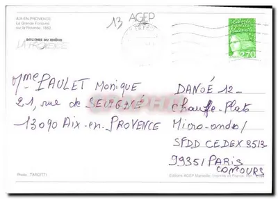 La Grande Fontaine op de Rotonde — Aix-en-Provence — Uitgaven AGEPE — Achterkant