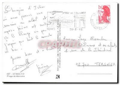 Praia de Massane — Istres na Provença — Edição Tardy — Verso