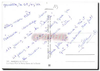 Marselha, O Velho Portos e Nossa Senhora da Guarda — noite — Edição TARDY — Verso