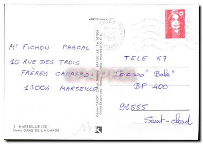 Notre-Dame de la Garde — Marseille — Edição Tardy — Verso