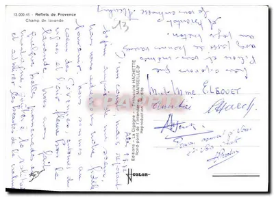 Lavendelveld — Provence — Éditions La Cigogne, n° 13.000.45 — Achterkant